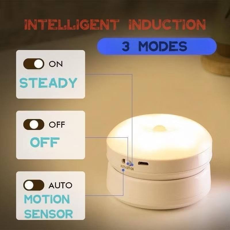 Portable USB LED Wall Light – Motion Sensor, 360° Rotatable, Rechargeable
