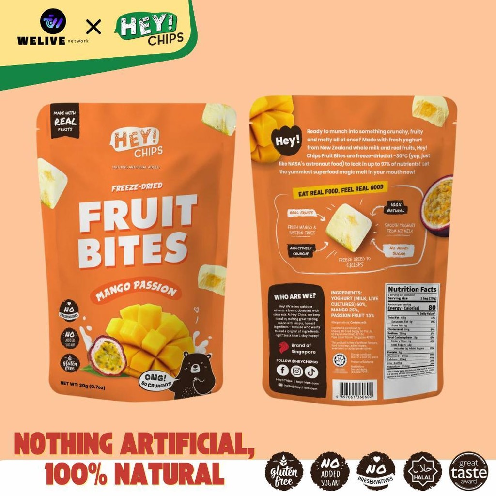 Hey! Chips 100% Yogurt Fruit Bites Bundle – 4 Flavours | Freeze‑Dried Real Yogurt | No Sugar, Halal
