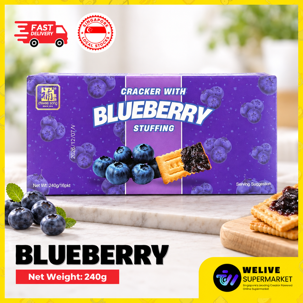 Saucy Stuffed Crackers 16 Packs | Durian, Chilli Crab, Turkey Bacon & Blueberry